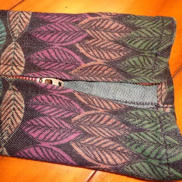 American Eagle Outfitters Stretch Jeggings 4 Leaf/Feather Multicolored Zip Leg - Picture 9 of 16